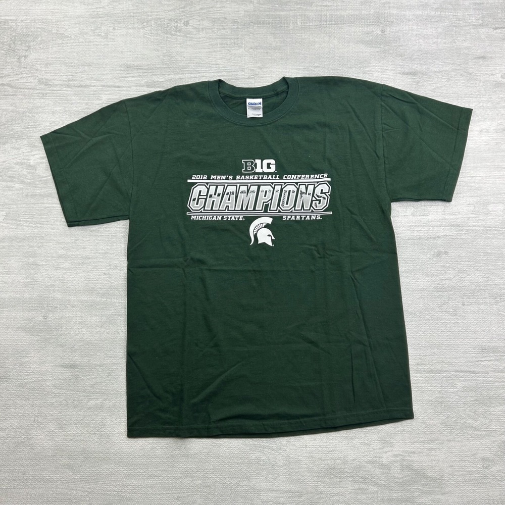 2012 Michigan State Basketball Conference Champions Shirt Size Large Green MSU